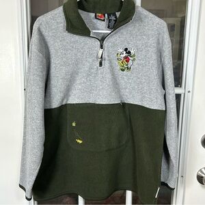 Mickey Unlimited Mickey Mouse Gray and Olive Fleece 1/4 Zip Pullover